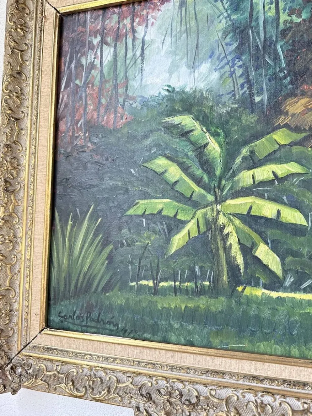 Peinture à l’huile « forêt» encadrée