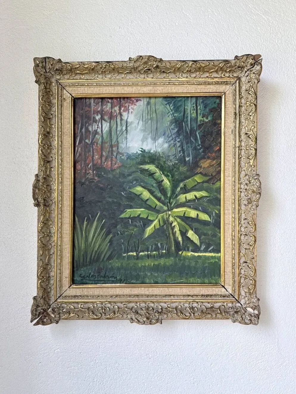 Peinture à l’huile « forêt» encadrée