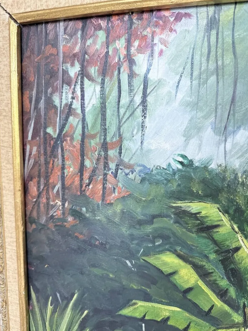 Peinture à l’huile « forêt» encadrée