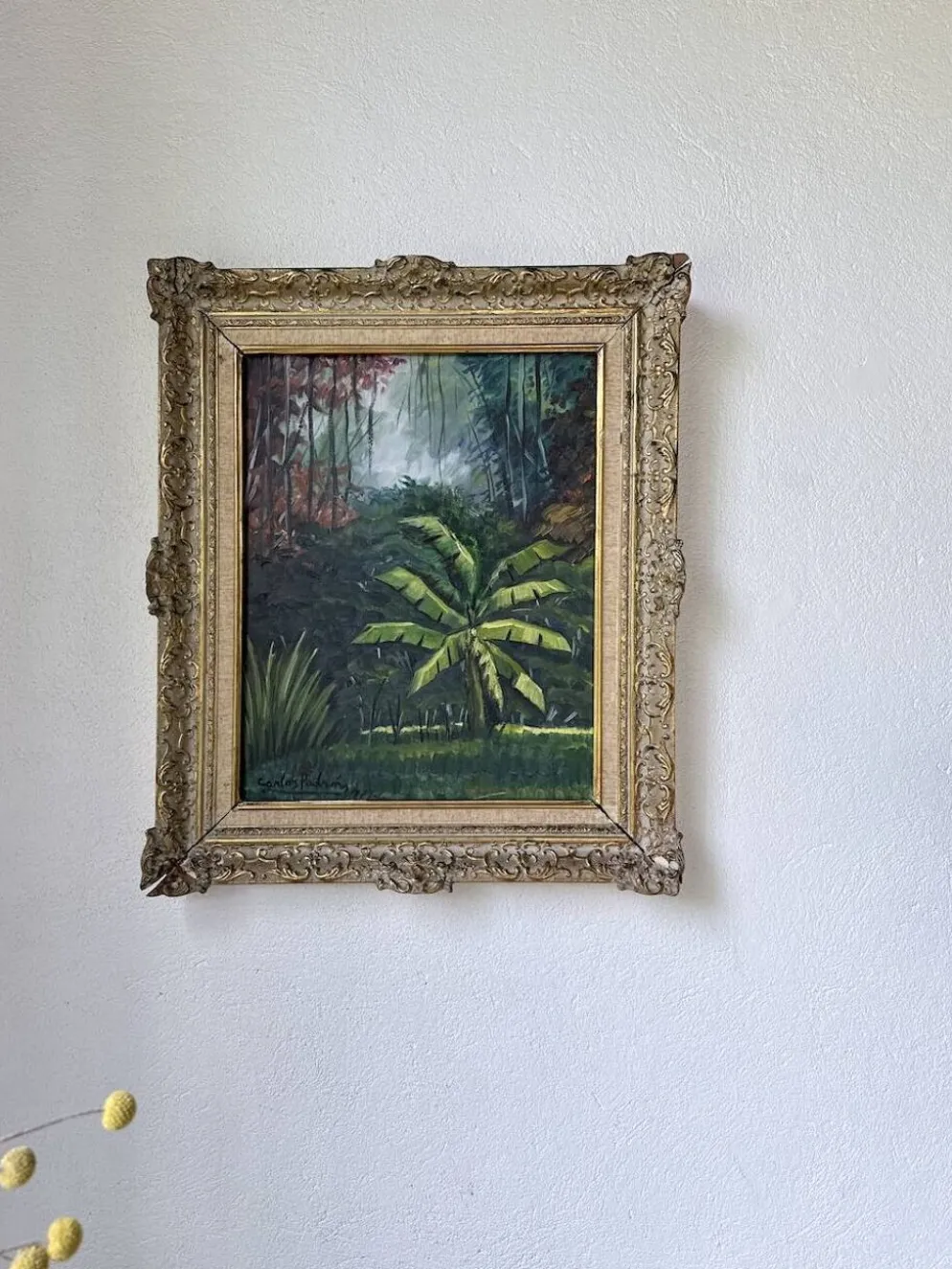 Peinture à l’huile « forêt» encadrée