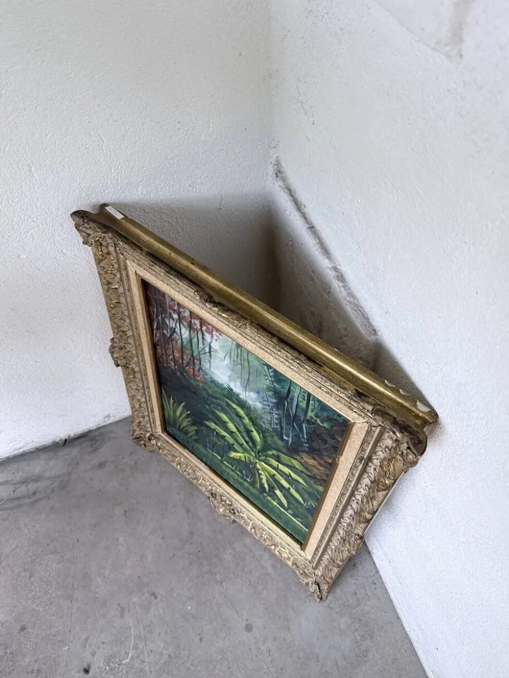 Peinture à l’huile « forêt» encadrée