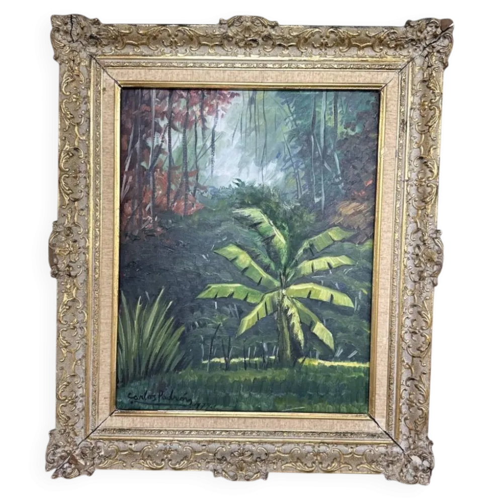 Peinture à l’huile « forêt» encadrée