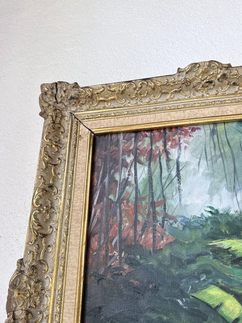Peinture à l’huile « forêt» encadrée