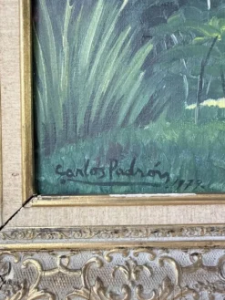 Peinture à l’huile « forêt» encadrée
