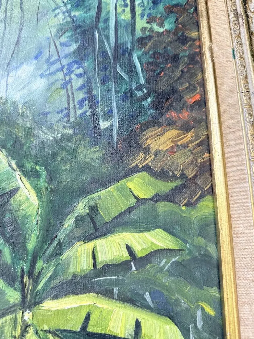 Peinture à l’huile « forêt» encadrée