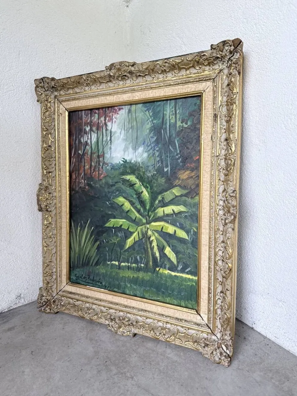 Peinture à l’huile « forêt» encadrée