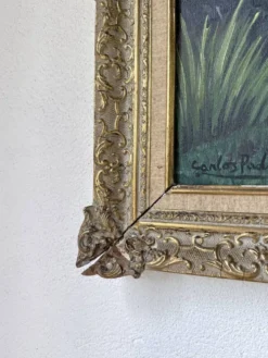 Peinture à l’huile « forêt» encadrée