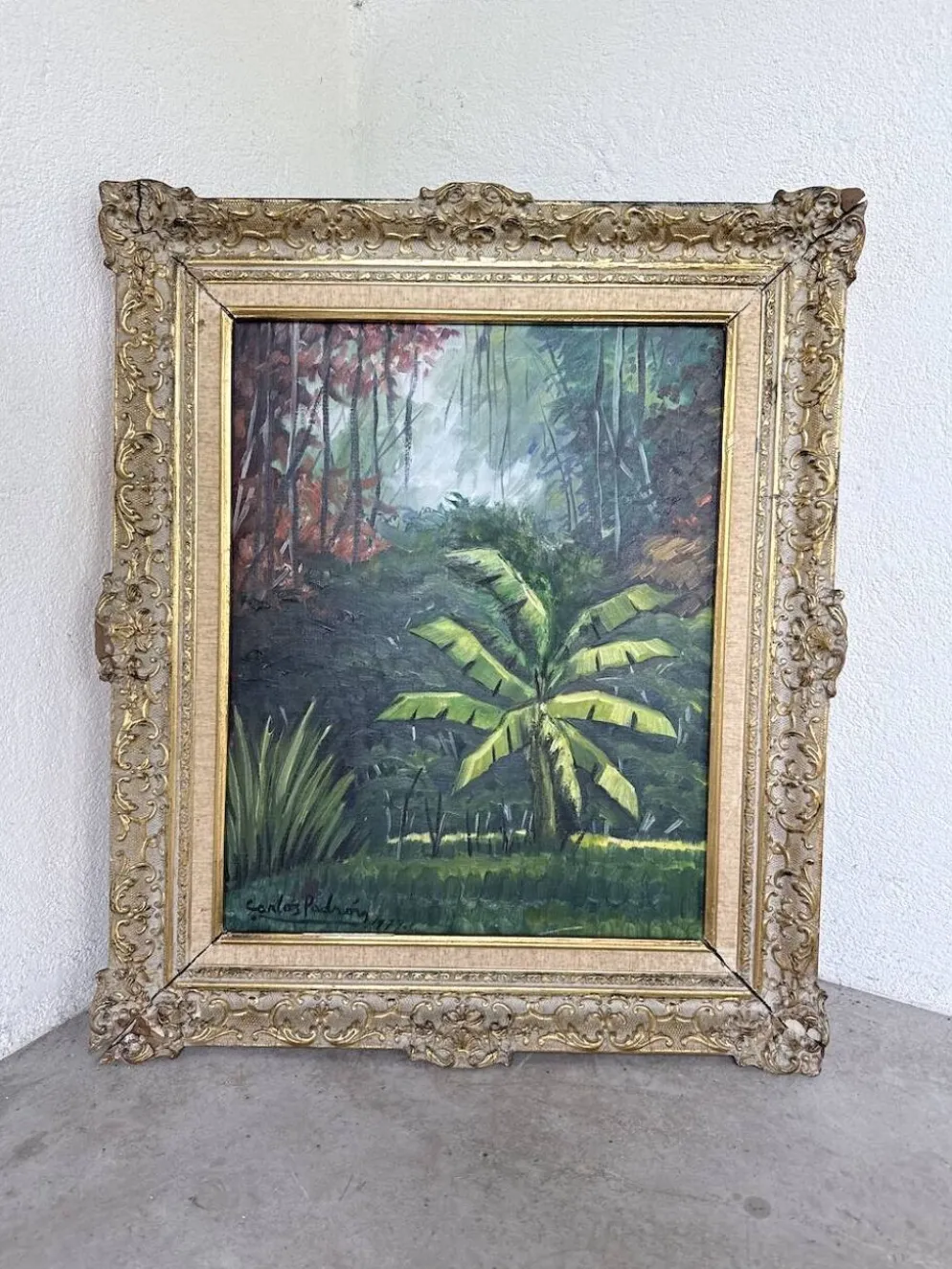 Peinture à l’huile « forêt» encadrée