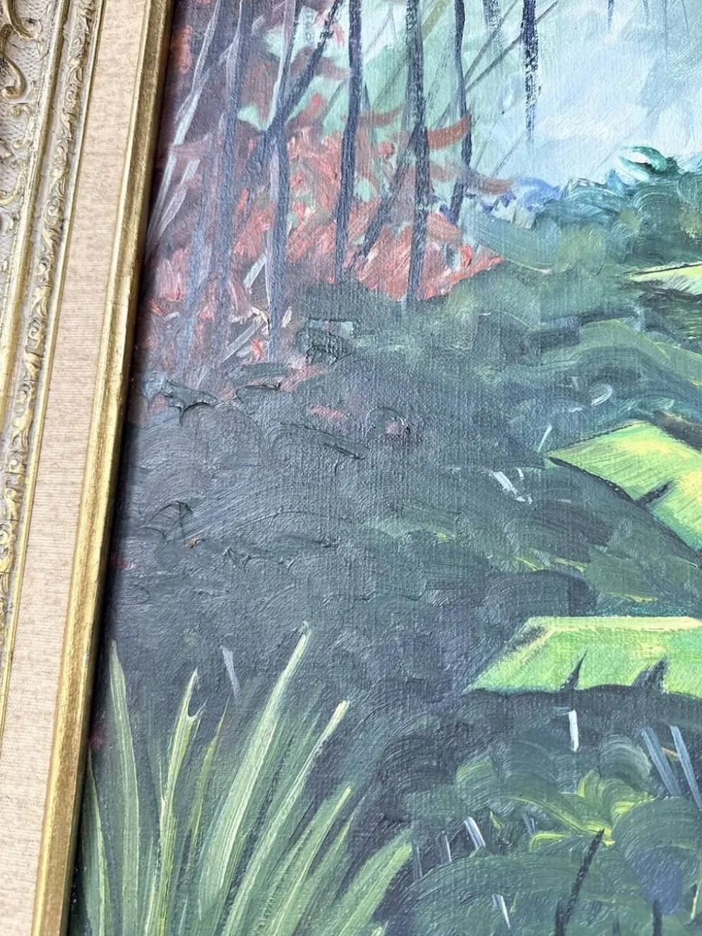 Peinture à l’huile « forêt» encadrée