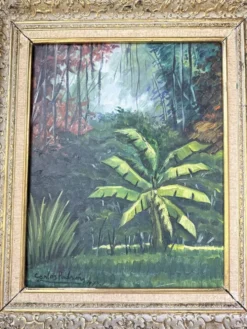 Peinture à l’huile « forêt» encadrée