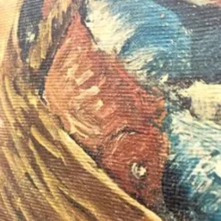 Peinture à l'huile, G. De Curtis, toile signée, jeune pêcheur italien, fin du 20e siècle