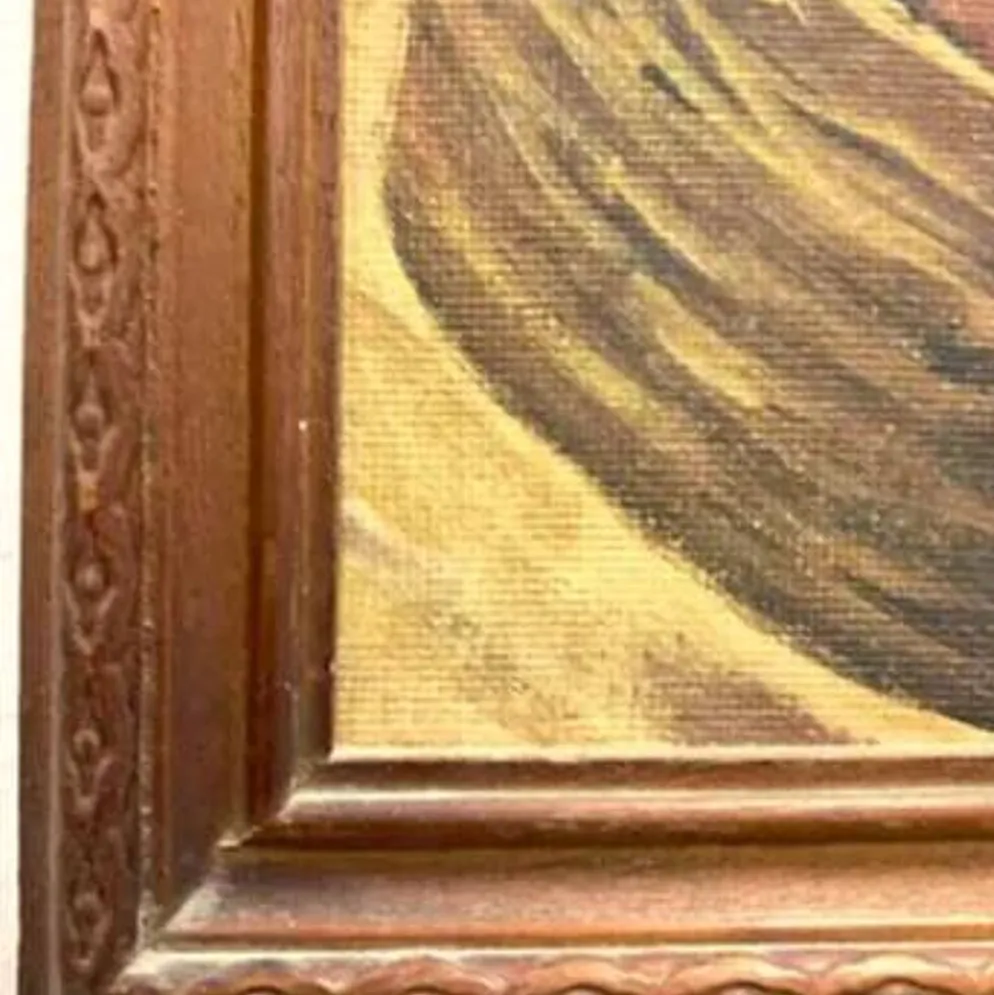Peinture à l'huile, G. De Curtis, toile signée, jeune pêcheur italien, fin du 20e siècle