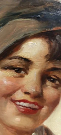 Peinture à l'huile sur bois, portrait du personnage d'Athos, Renzo Brioschi (1910-2000)
