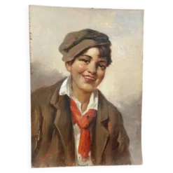 Peinture à l'huile sur bois, portrait du personnage d'Athos, Renzo Brioschi (1910-2000)