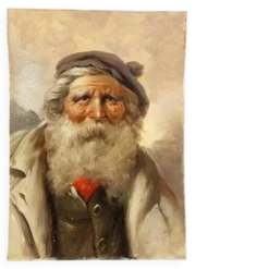 Peinture À L'Huile Sur Bois Portrait Personnage Athos Renzo Brioschi