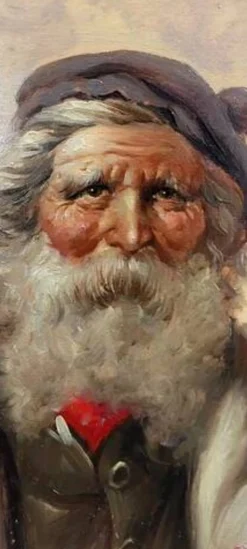 Peinture À L'Huile Sur Bois Portrait Personnage Athos Renzo Brioschi