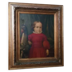 Peinture à l'huile sur toile portrait milieu du XIXe siècle - école allemande