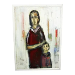 Peinture à l’huile œuvre d’art abstraite mère et enfant 106cm