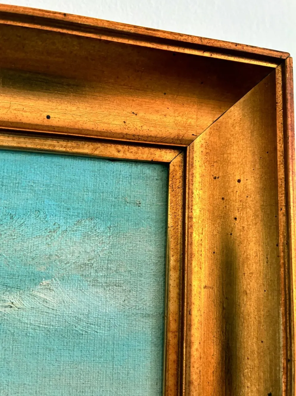 Peinture à l'huile vintage signée de paysage de collines
