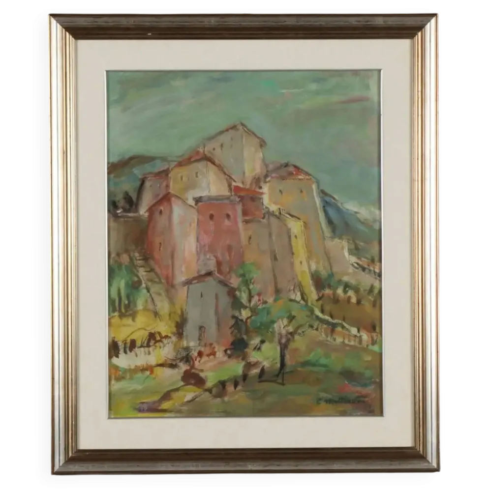 Peinture moderne signée Cesarina Mottironi, huile sur carton, XXe siècle