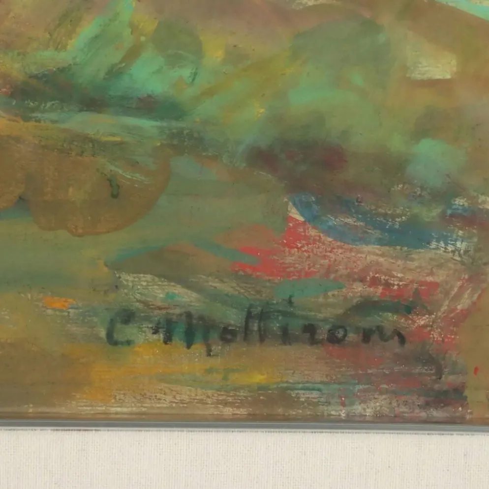 Peinture moderne signée Cesarina Mottironi, huile sur carton, XXe siècle