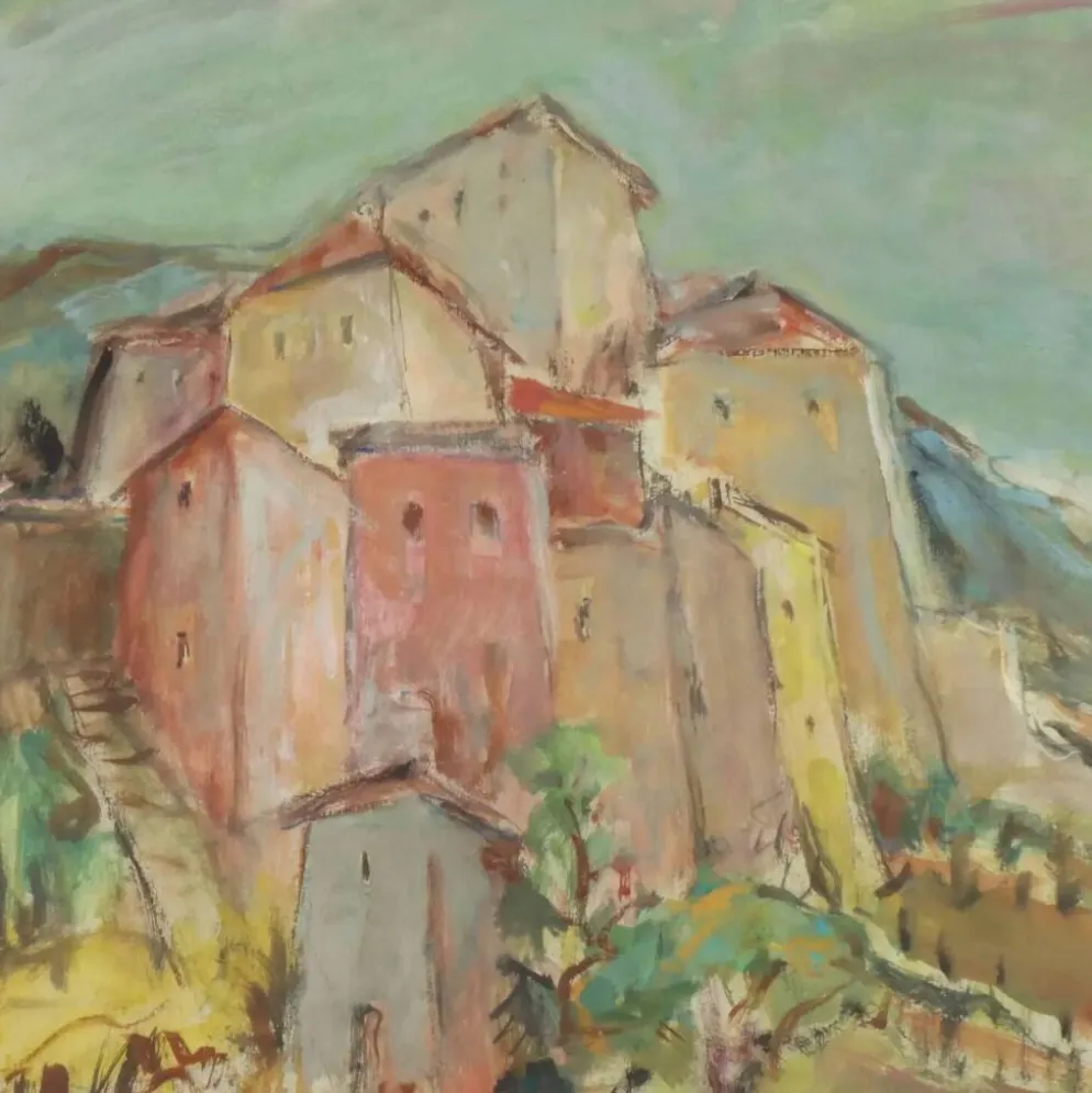 Peinture moderne signée Cesarina Mottironi, huile sur carton, XXe siècle