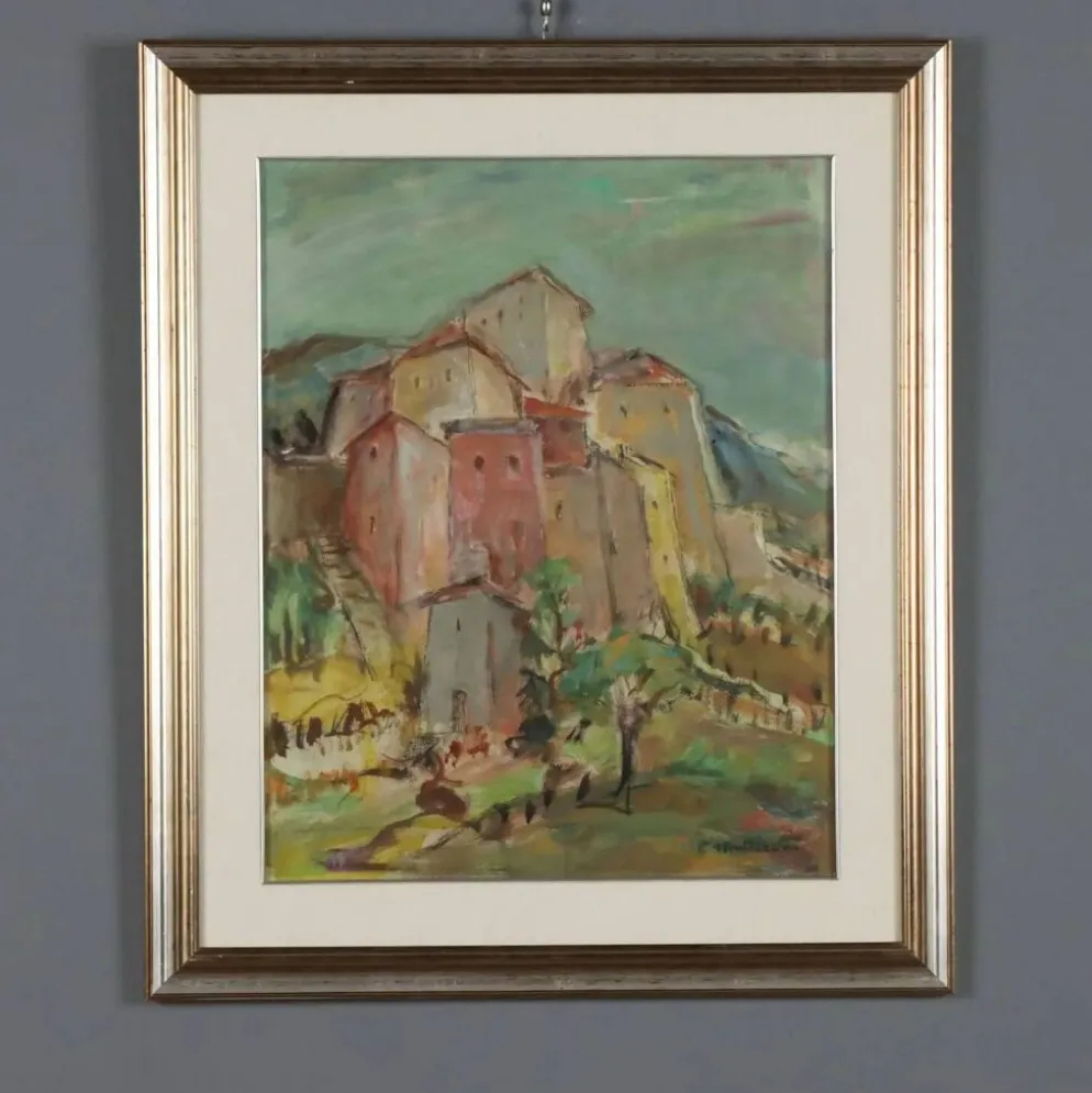 Peinture moderne signée Cesarina Mottironi, huile sur carton, XXe siècle