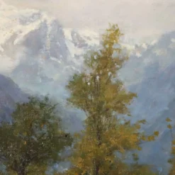 Peinture moderne signée Ercole Garavaglia, huile sur panneau dur '900