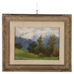 Peinture moderne signée Ercole Garavaglia, huile sur panneau dur '900