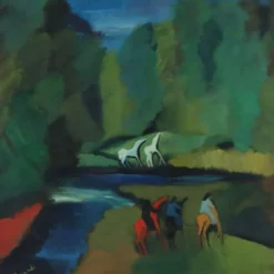Peinture moderne signée Gian Rodolfo D'Accardi « Ride in the Woods » 1955