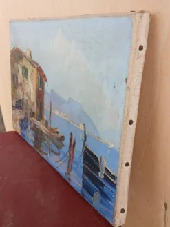 Peinture port de pêche Méditerranéen