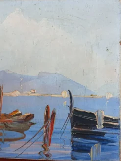 Peinture port de pêche Méditerranéen
