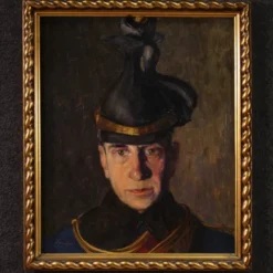 Peinture Portrait d'un soldat signé Vass E. et daté 1915