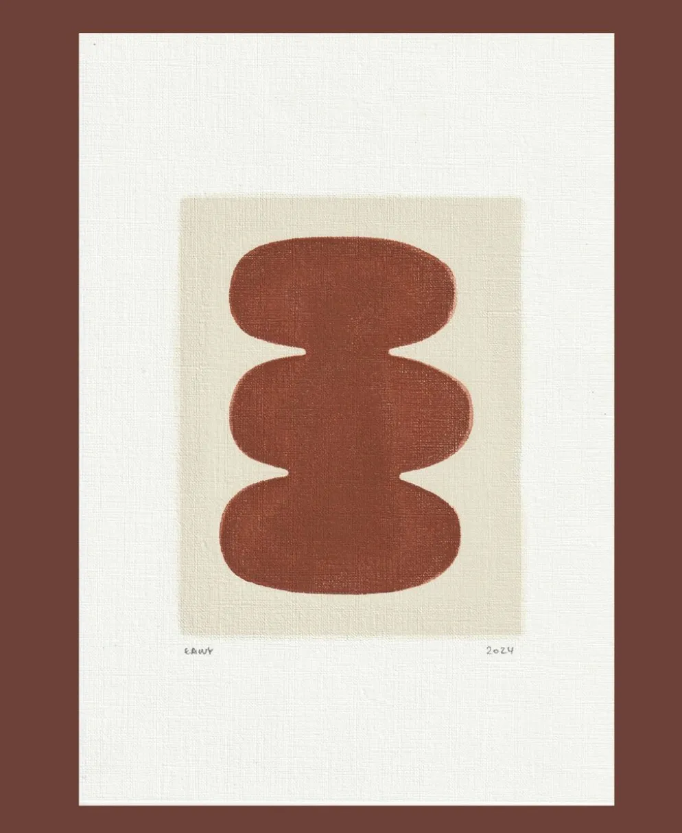Peinture sur papier abstraite signée Eawy