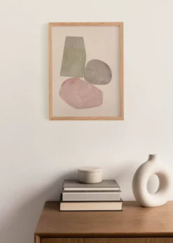 Peinture sur papier - illustration abstraite "galets" signée eawy