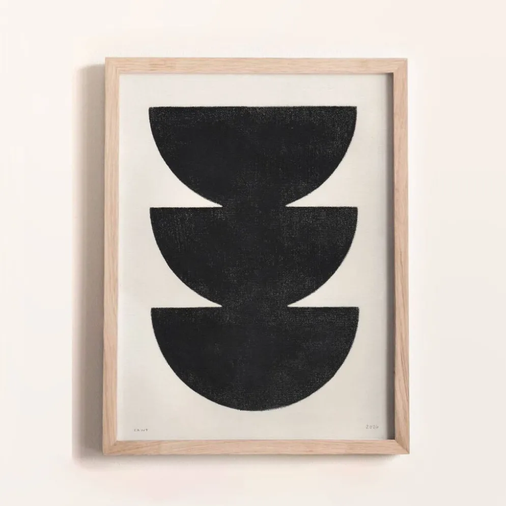 Peinture sur papier - illustration abstraite noire signée eawy