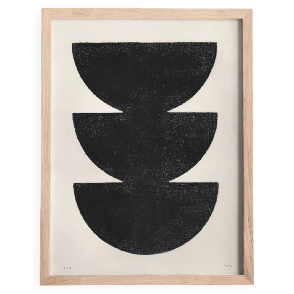 Peinture sur papier - illustration abstraite noire signée eawy