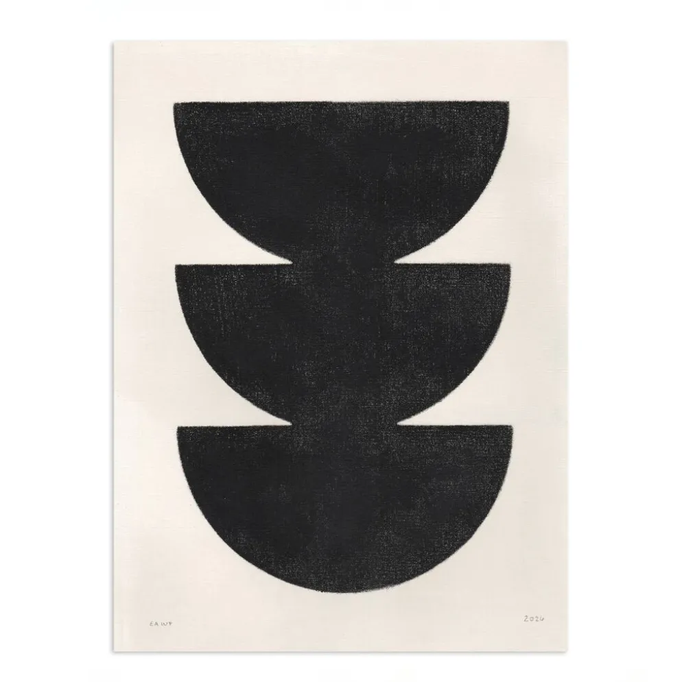 Peinture sur papier - illustration abstraite noire signée eawy