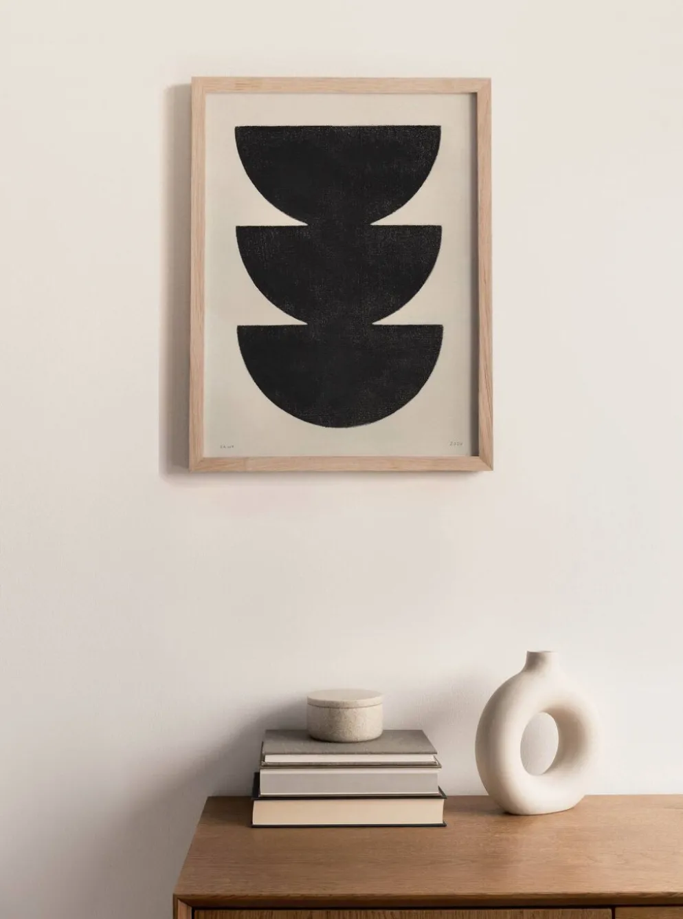 Peinture sur papier - illustration abstraite noire signée eawy