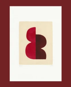 Peinture sur papier rose et marron signée eawy
