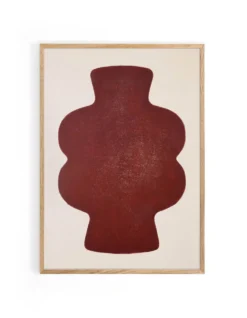 Peinture sur papier rouge cerise signée Eawy