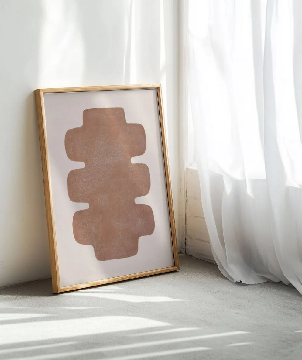 Peinture sur papier terracotta signée Eawy