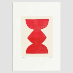 Peinture sur papier "Totem" rouge signée Eawy