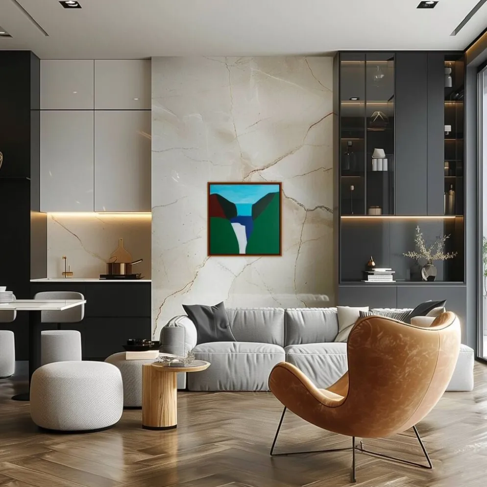 Peinture sur toile "Cascade" signée
