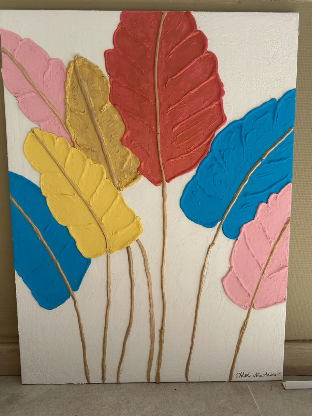 Peinture texturée "Life Splashes" faite à la main 60x80cm signée avec cadre