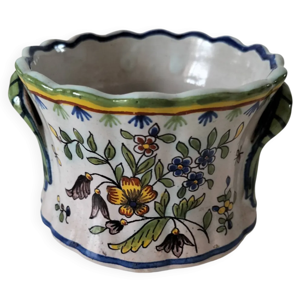Petit cache-pot en faïence polychrome – Fourmaintraux-Courquin Desvres