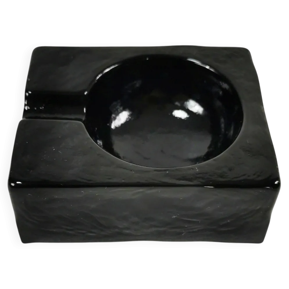 Petit cendrier en verre minimaliste de style Bauhaus, années 1970.