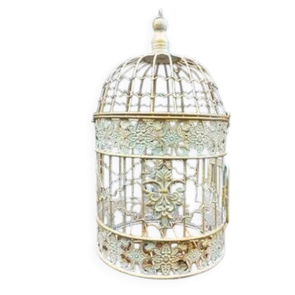 Petite cage à oiseaux ronde classique en fer forgé