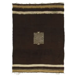 Petit Kilim Anatolien Vintage Marron et Beige 165 x 128 cm