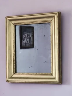 Petit miroir art déco cadre doré
